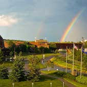 a rainbow over duluth campus 
