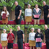 four grid like images of high school students posing with their awards