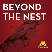 Graphic overlay of raptor in flight reading Beyond the Nest
