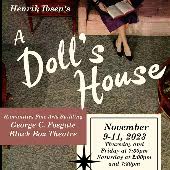 graphic of woman's legs on a couch, with date and event title A Doll's House