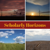 Publication cover featuring 4 images of the outdoors and text reading Scholarly Horizons