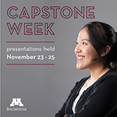 Poster with student reading Capstone week