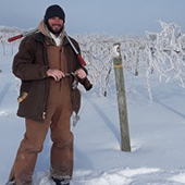 John Thull in wine field in winter