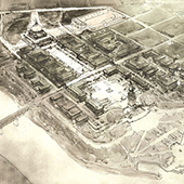 Cass Gilbert drawing of U of M campus from 1910