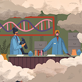 artwork of two doctors in lab