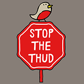 drawing of a bird perched on a stop sign