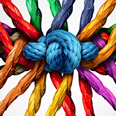 series of colorful knots