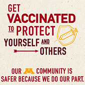 Graphic reading "Get vaccinated to protect yourself and others"