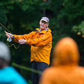 Ken Gilbertson showing fishing technique