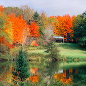lakeside fall colors scene
