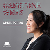 Poster with woman and text reading Capstone week