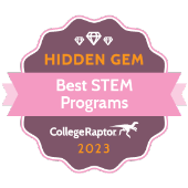 Poster graphic reading "Hidden Gem" Best STEM programs 2023