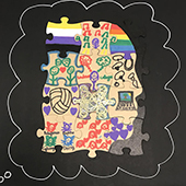 Creativity Camp participants made self-portraits out of personalized puzzle pieces
