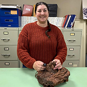 Lysa Chizmadia with a large rock sample