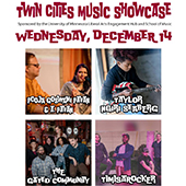 Poster with four bands reading Twin Cities Music Showcase