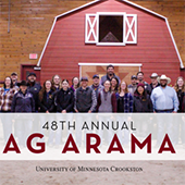 Photo of group in front of a barn with text overlay reading Ag Arama