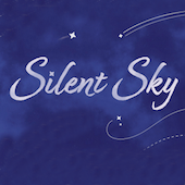 Graphic reading silent sky overlaying night sky-like background