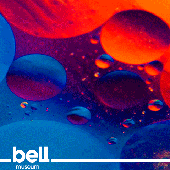 a colorful abstract image of circles reading Bell Museum