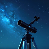 a telescope with the night sky in the background