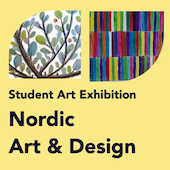 Graphic reading nordic art and design with a sample images of tree branch artwork