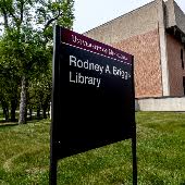 Briggs library sign and building
