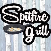 graphic reading Spitfire Grill with 3 eggs frying in a pan