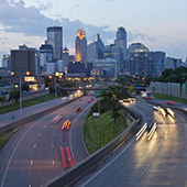 Minneapolis traffic and skyline