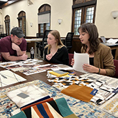 Interior design students Anneka Salstrom and Catja Peterson present their designs to the Pillsbury Castle owners Matthew Trettel