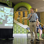 Zach Wesley presenting his 4-H exhibit at the Minnesota State Fair