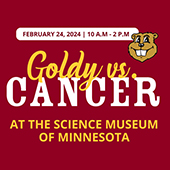 Advert reading Goldy vs CAncer with pic of Goldy's face