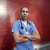Anthony Williams in scrubs and stethescope