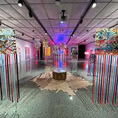 a photo featuring artwork examples from the Blanket Song exhibit