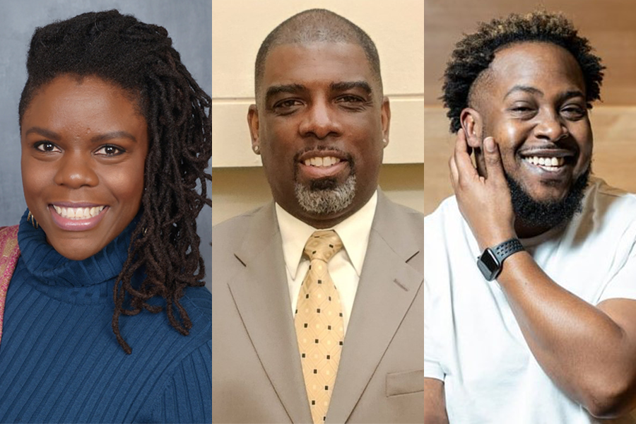 Headshots of Evangela Q. Oates, Tony Scott and Gayle Smaller Jr.