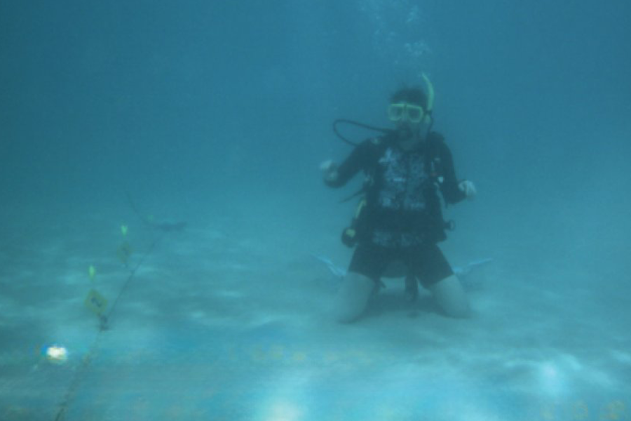 Diver underwater with a robot beside them.